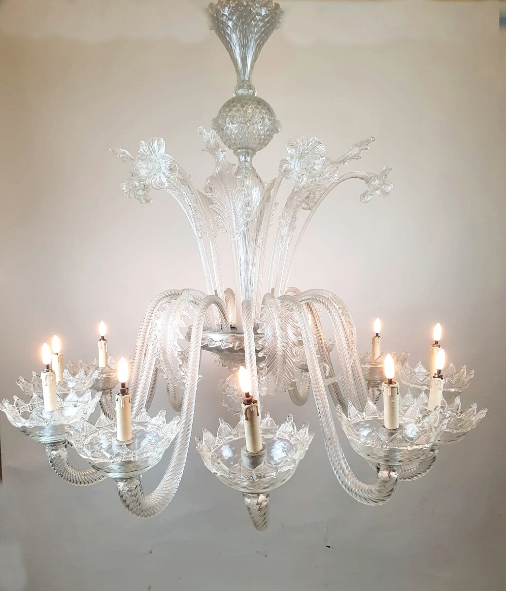 Large Murano glass chandelier - 12 arms of light