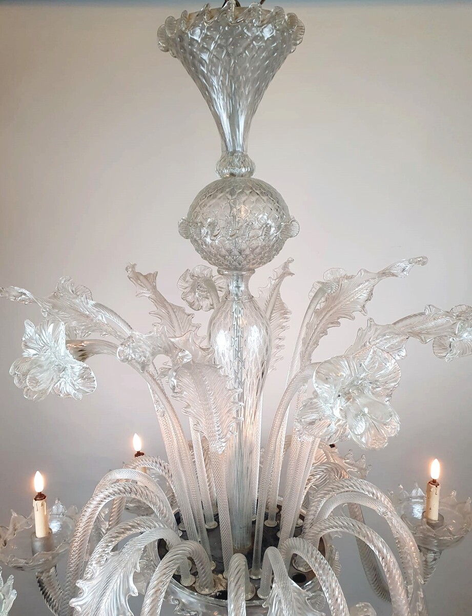 Large Murano glass chandelier - 12 arms of light