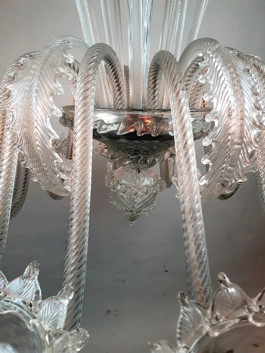 Large Murano glass chandelier - 12 arms of light
