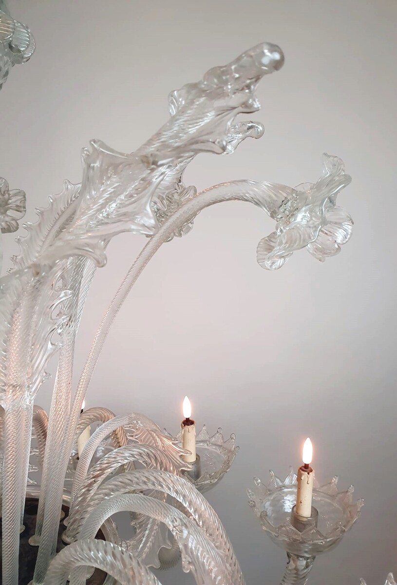 Large Murano glass chandelier - 12 arms of light