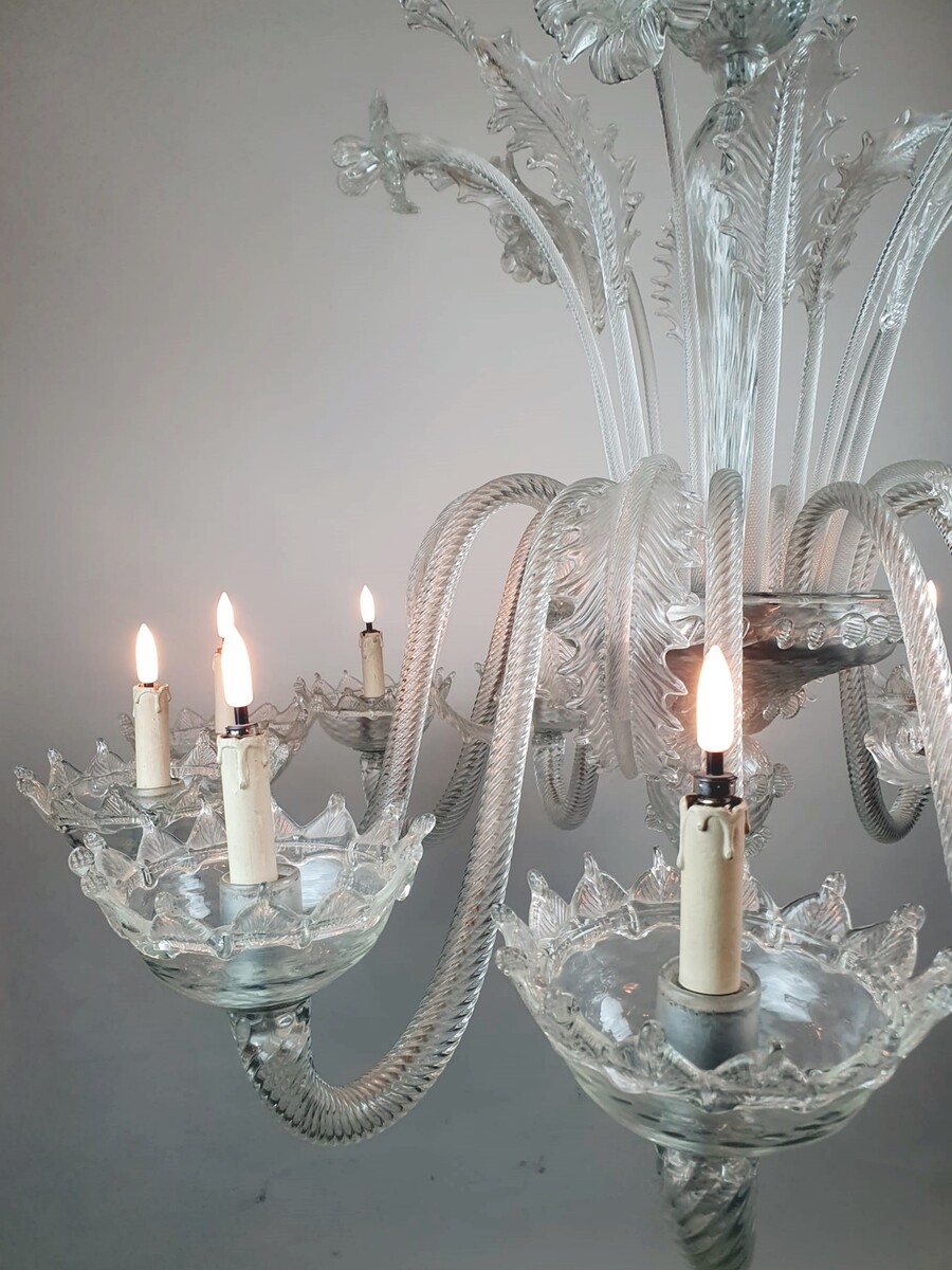 Large Murano glass chandelier - 12 arms of light