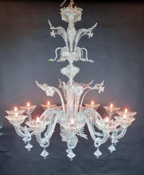 Large Murano glass chandelier - 12 sconces