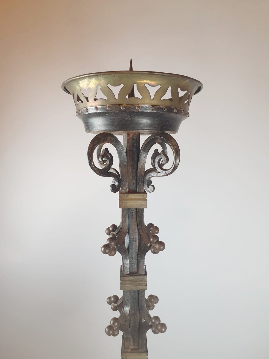 Large wrought iron candle holder, circa 1920