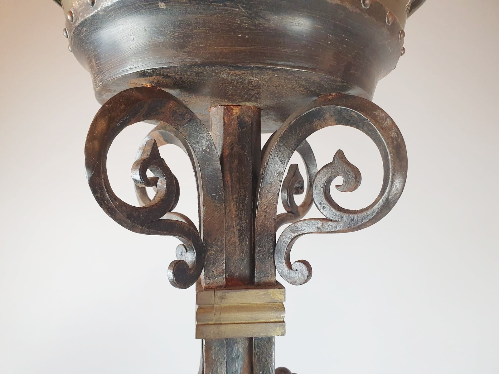 Large wrought iron candle holder, circa 1920
