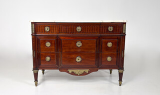 Late 18th-Century Louis XVI Chest of Drawers,Mahogany Veneer