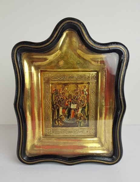 Late 19th icon with gilt and silver highlights