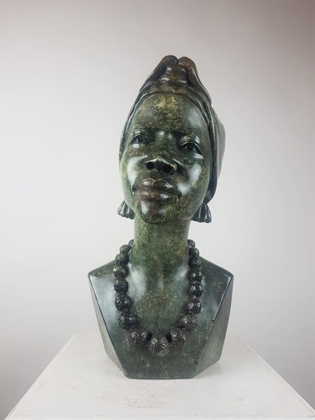 Lazarus Tandi, serpentine bust of a woman, Zimbabwe, 20th