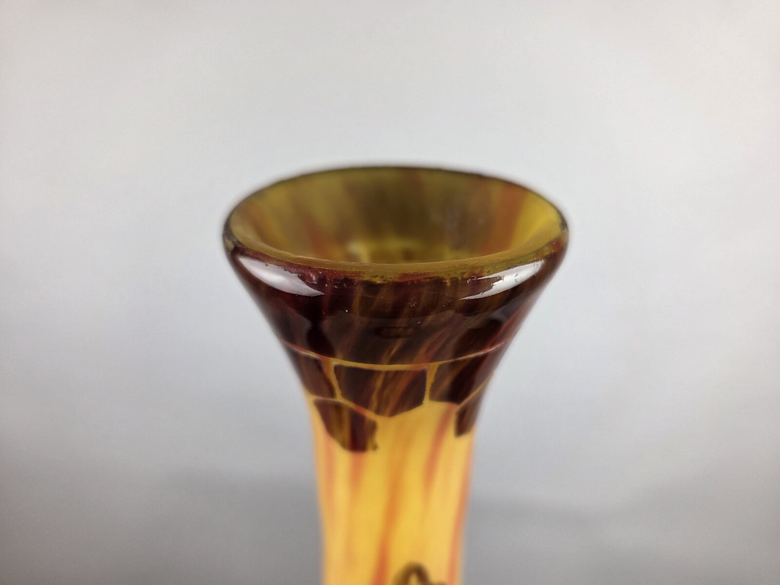 Le Verre Français, multi-layered glass paste vase decorated with bellflowers, circa 1925