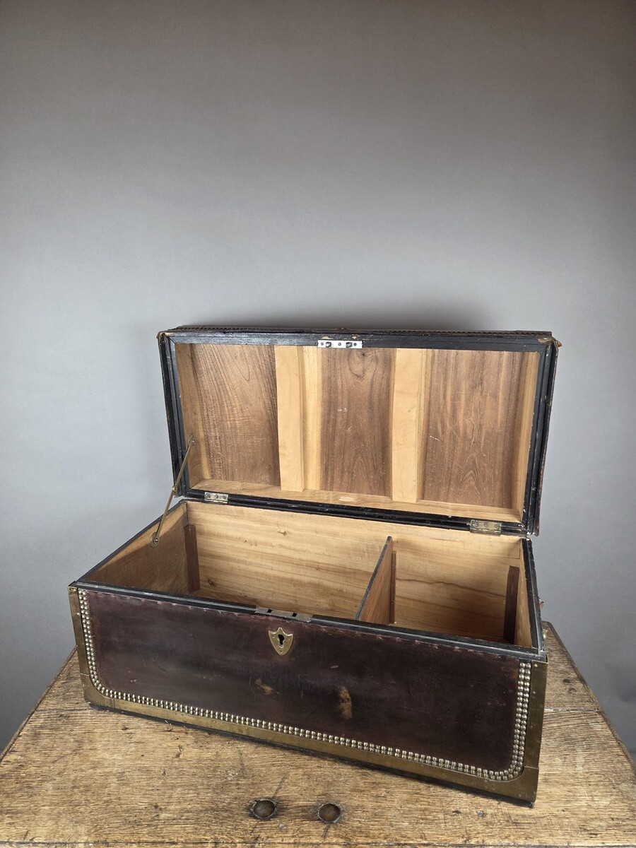 Leather-lined and studded trunk, 19th century