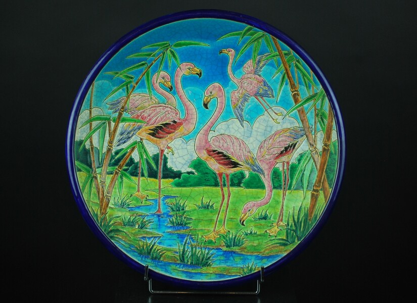 Longwy, Large Decorative Dish numbered and signed Rizzi