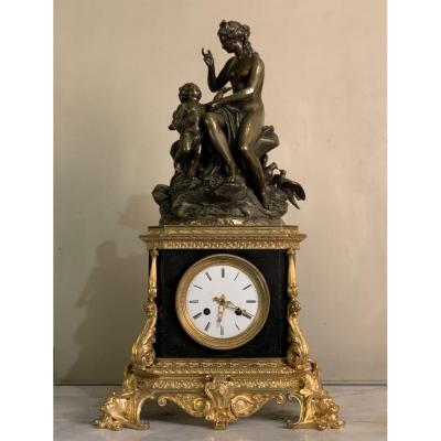 Louis Philippe bronze and marble clock