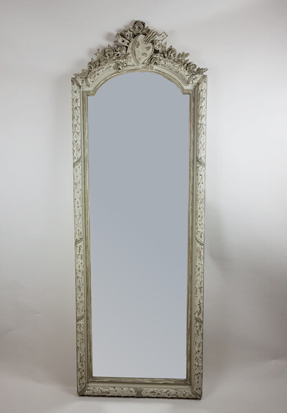 Louis Philippe style mirror in gray ceruse wood