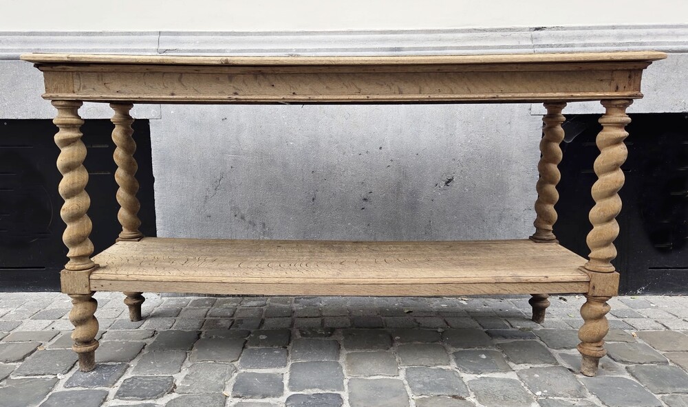 Louis XIII style oak console table, 20th century