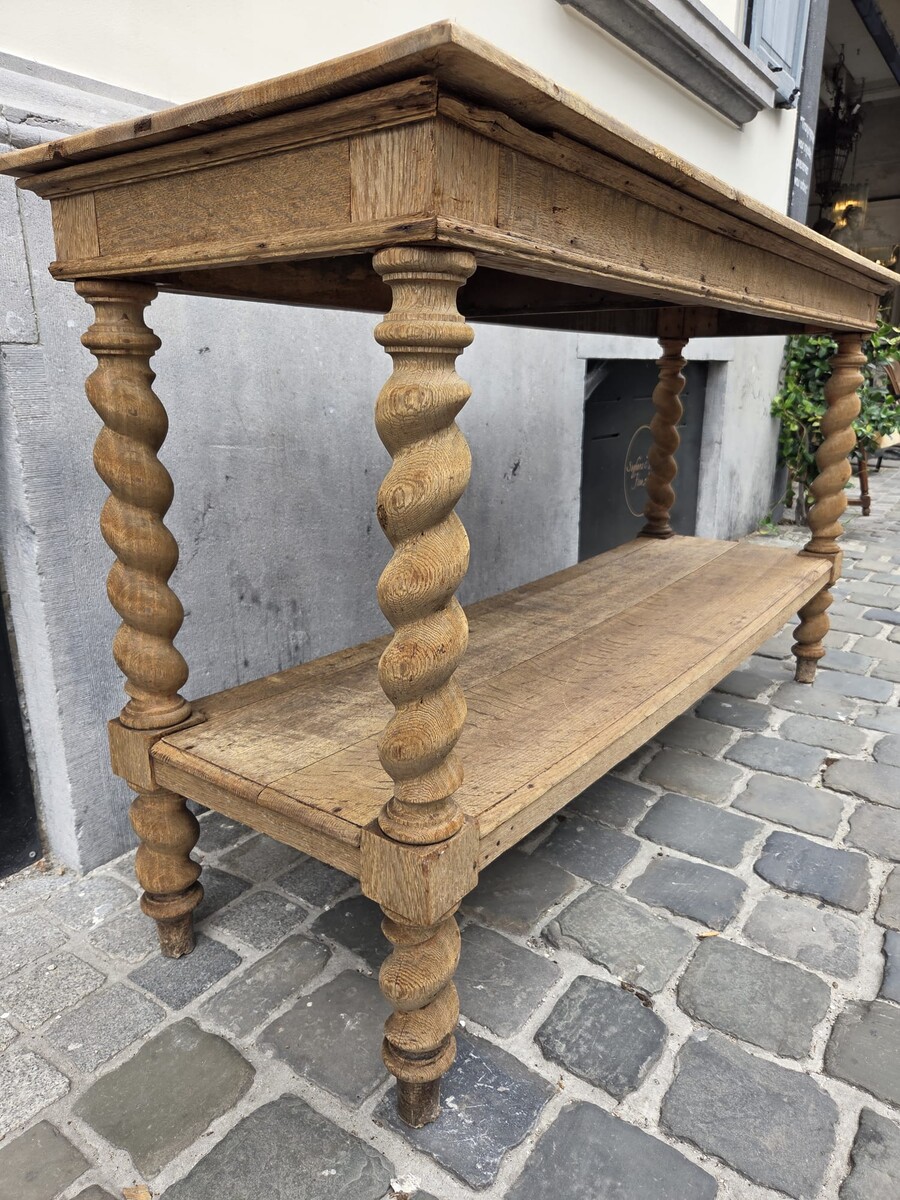 Louis XIII style oak console table, 20th century