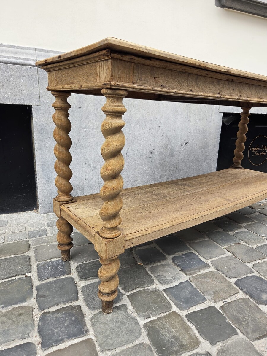 Louis XIII style oak console table, 20th century