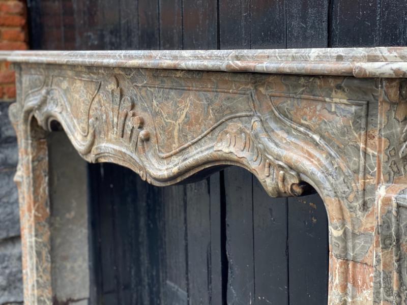 Louis XV Fireplace In Gray Ardennes Marble