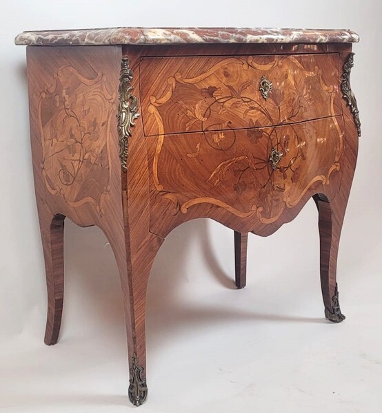 Louis XV period chest of drawers in fruit wood marquetry - 2 drawers - perfect condition