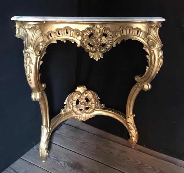 Louis XV Style Gilt Wood Corner Console