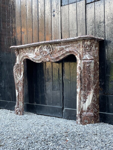 Louis XV style red rance marble fireplace