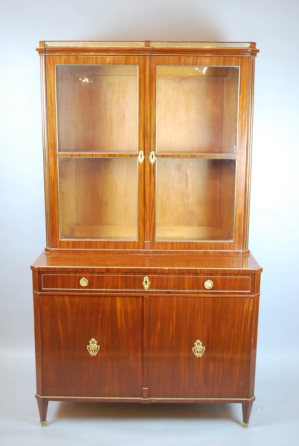 Louis XVI double body showcase in mahogany