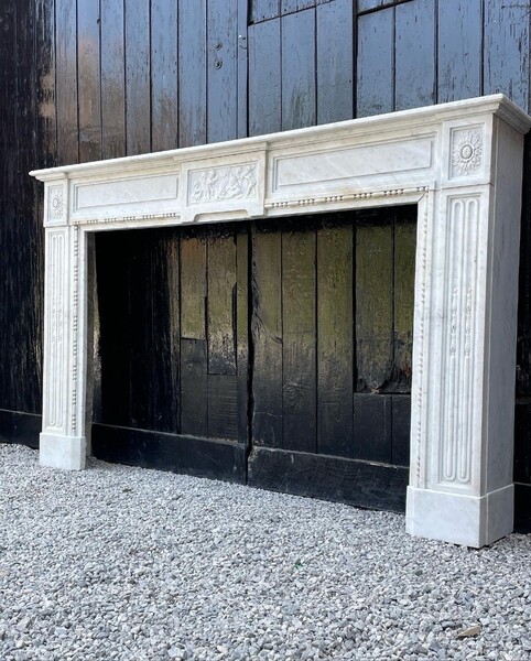 Louis XVI Fireplace In Carrara Marble