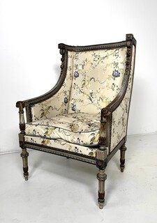 Louis XVI style bergere in patinated wood 