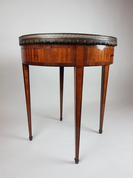 Louis XVI style bouillotte table in inlaid mahogany, 19th