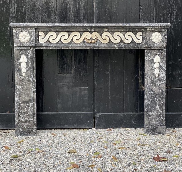 Louis XVI style fireplace in gray Saint-Ann marble