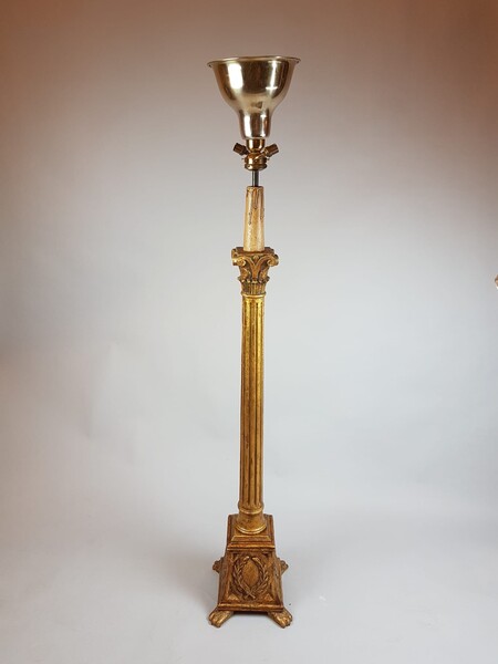Louis XVI style floor lamp in gilded wood, 19th