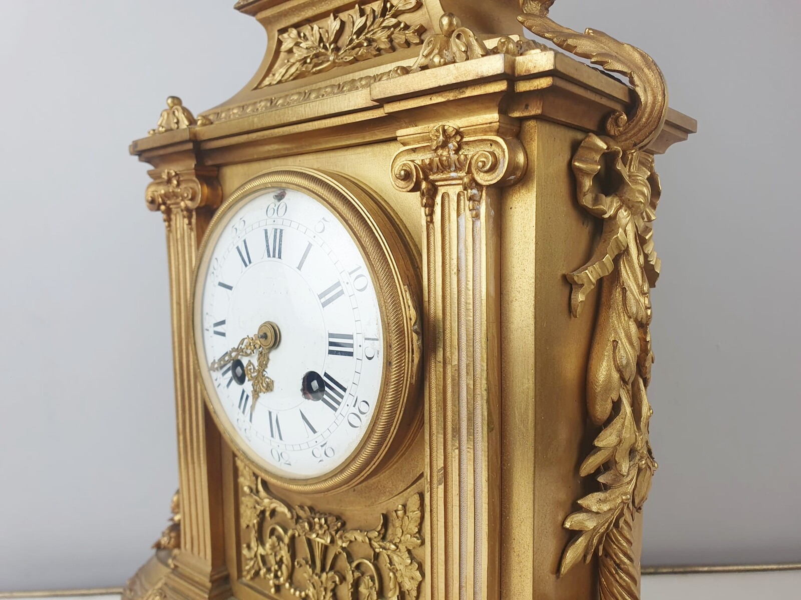 Louis XVI style gilt bronze clock, 19th century
