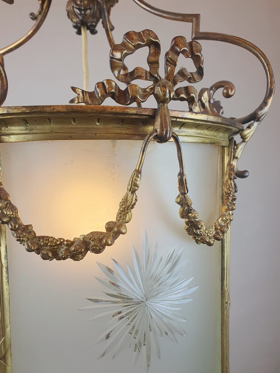 Louis XVI style hall lantern in bronze and brass