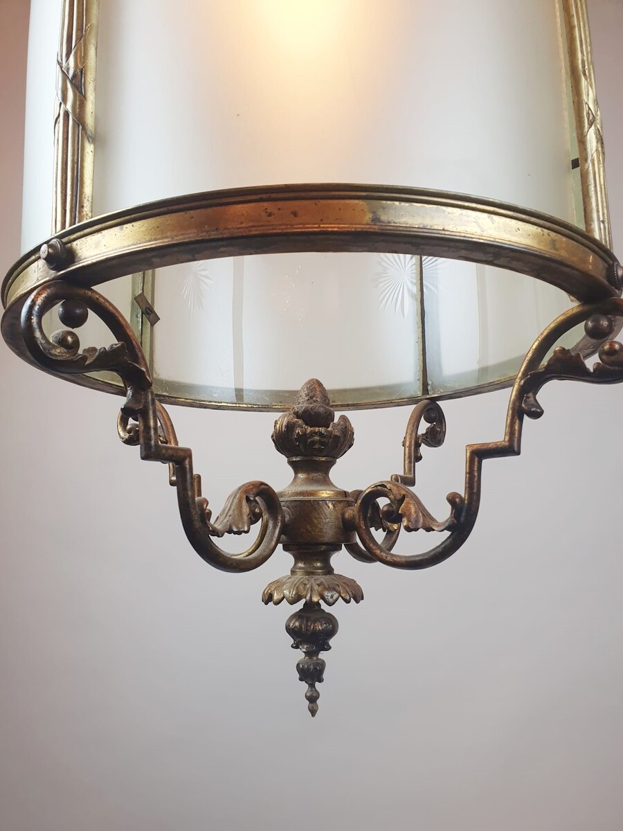 Louis XVI style hall lantern in bronze and brass