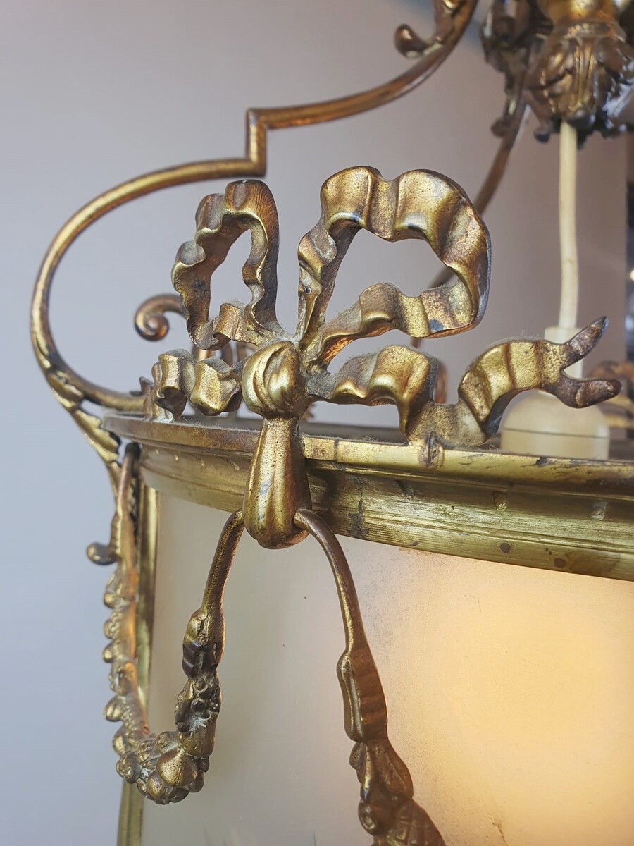 Louis XVI style hall lantern in bronze and brass
