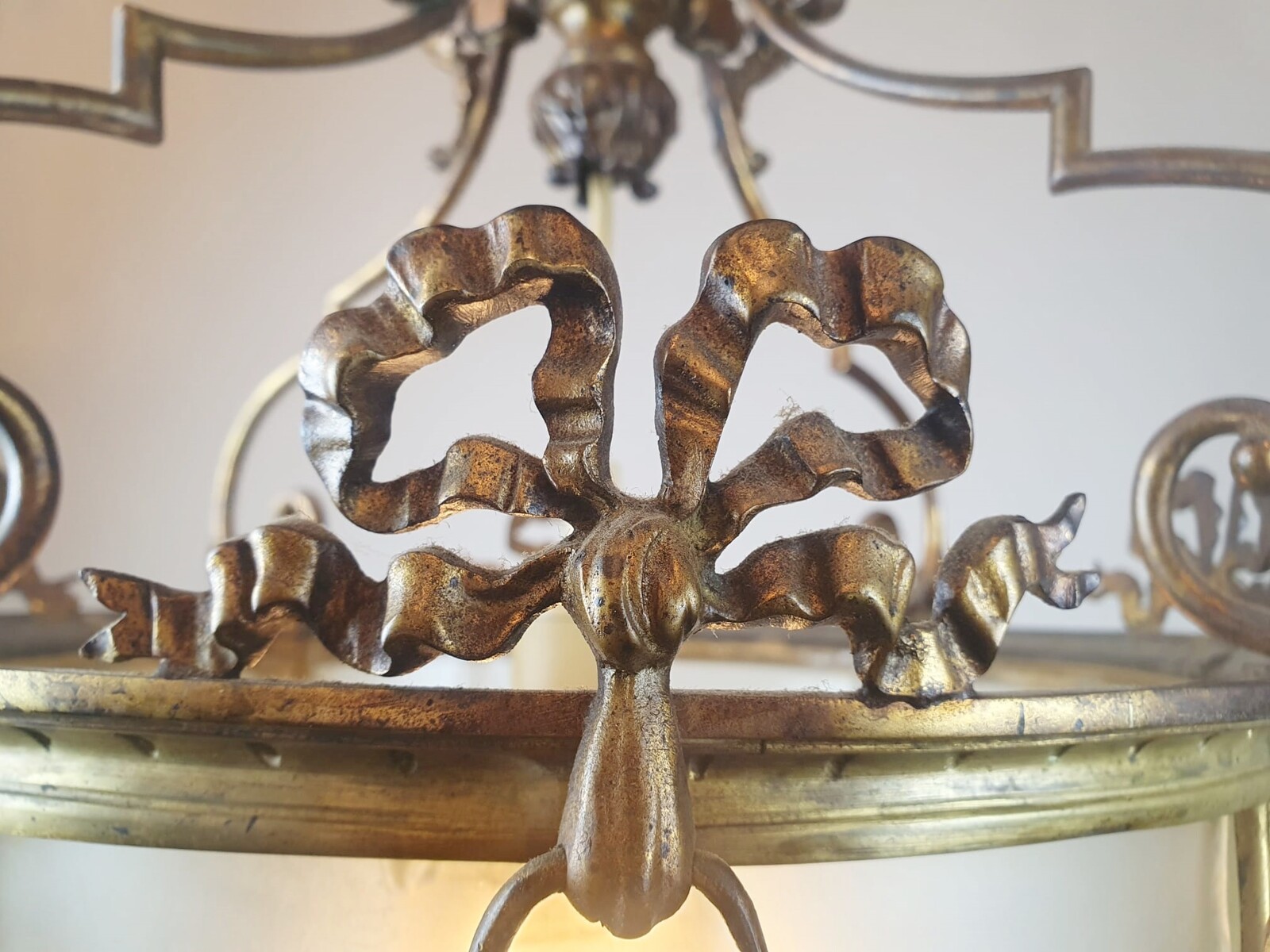 Louis XVI style hall lantern in bronze and brass