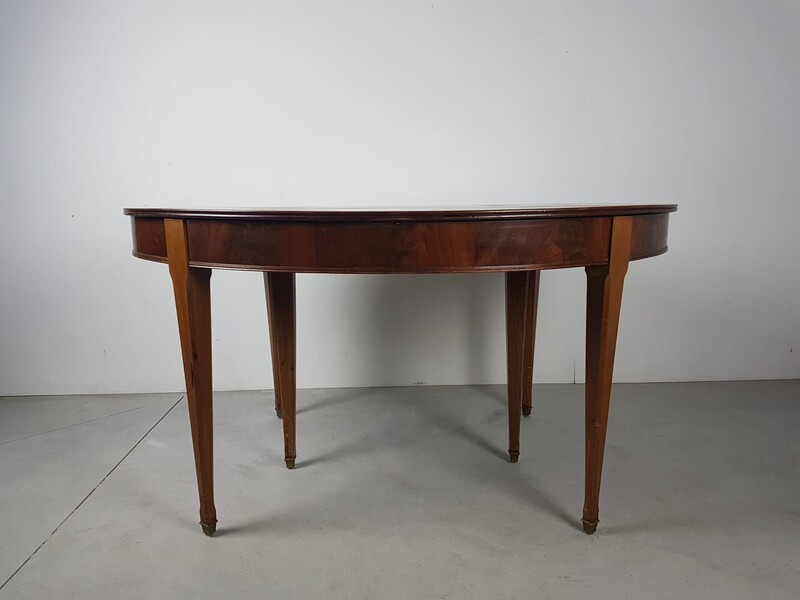 Louis XVI style table with 6 legs, late 19th mahogany
