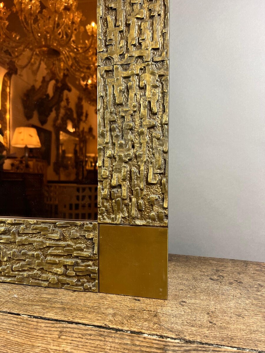 Luciano Frigerio, Mirror, bronze frame and smoked mirror