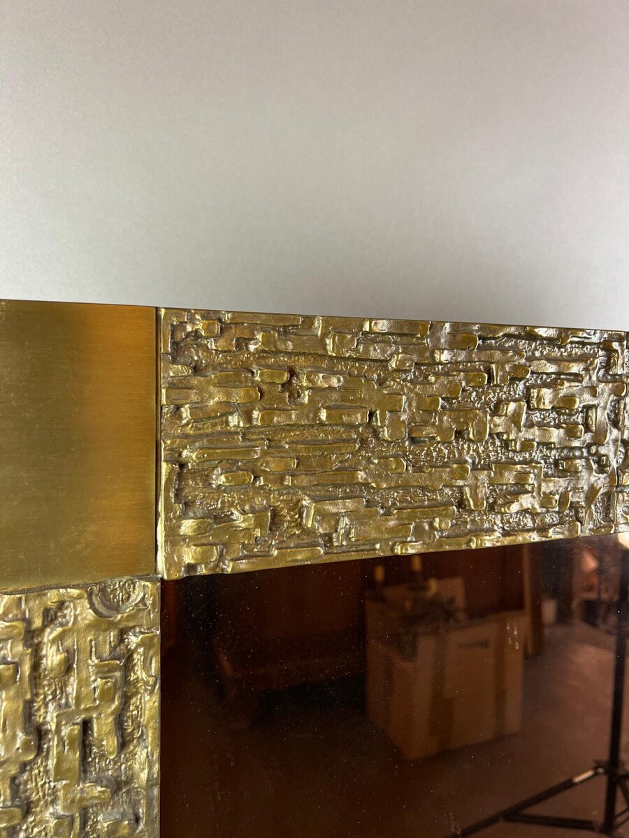 Luciano Frigerio, Mirror, bronze frame and smoked mirror