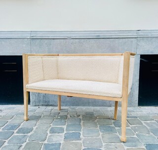Magnificent Art Deco bench from 1920 in natural beech