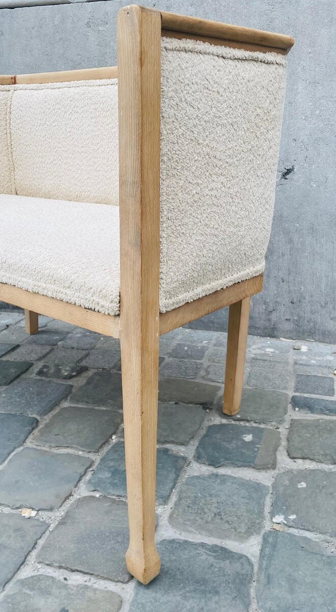 Magnificent Art Deco bench from 1920 in natural beech