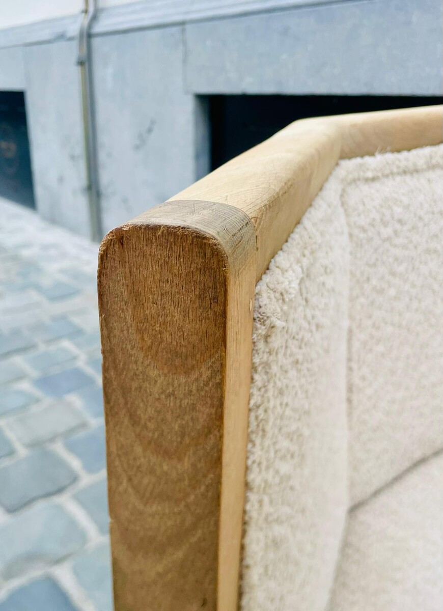 Magnificent Art Deco bench from 1920 in natural beech