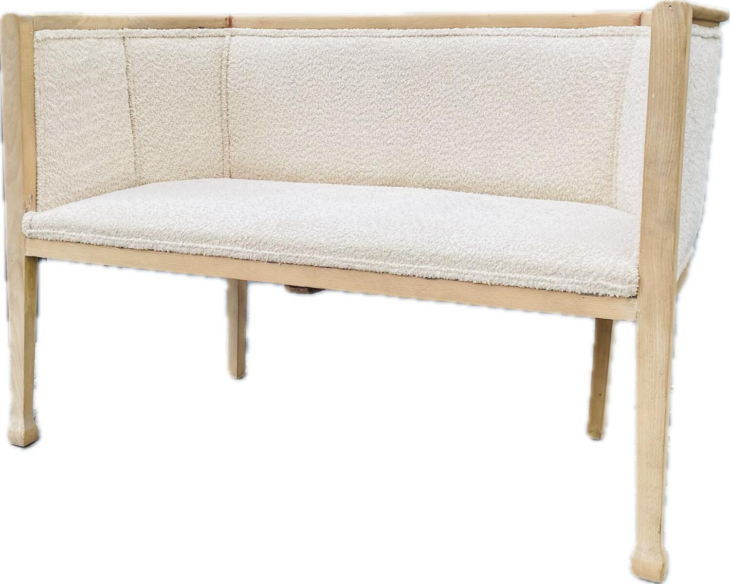 Magnificent Art Deco bench from 1920 in natural beech