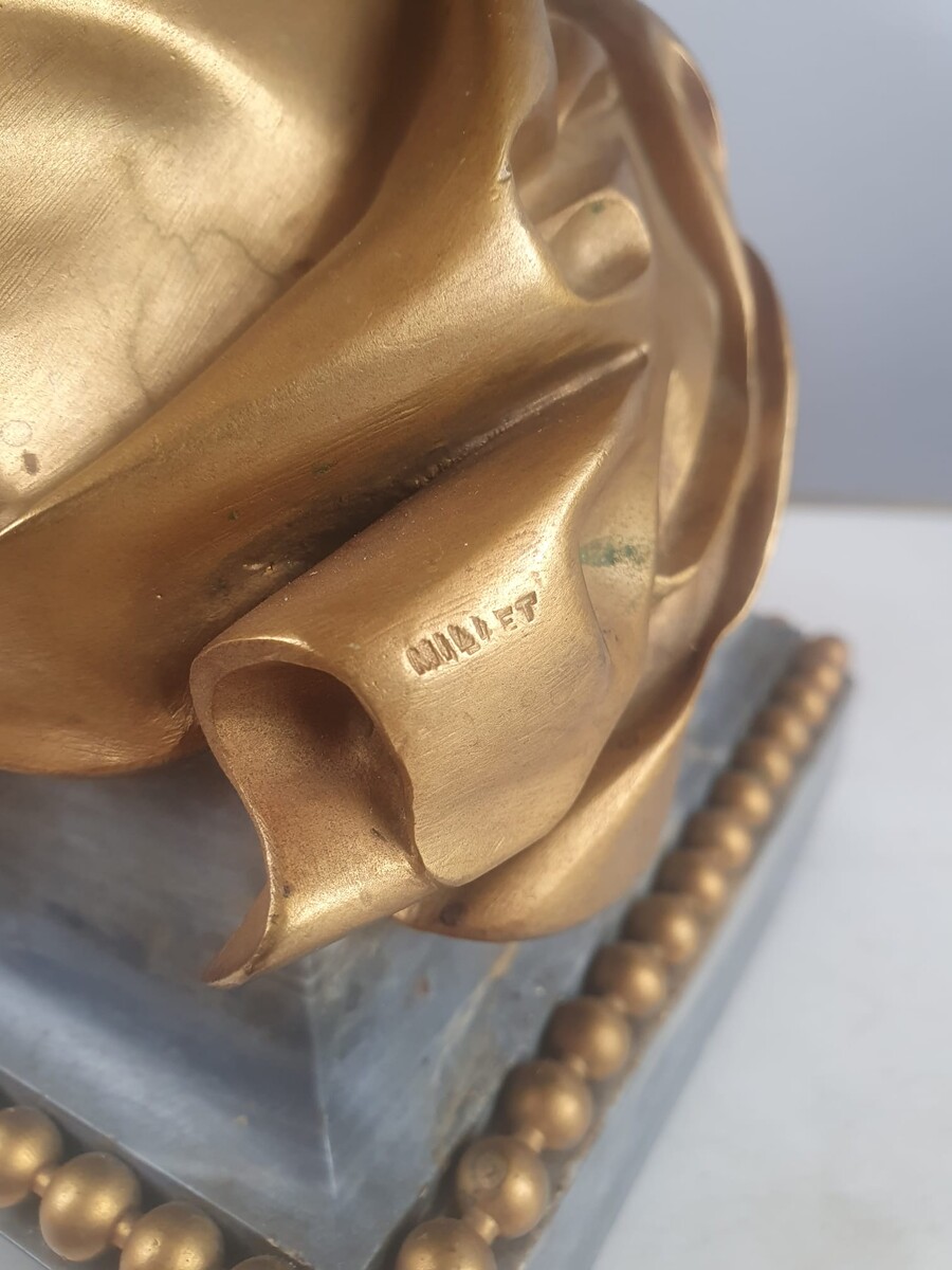 Maison Millet in Paris, pair of gilt bronze busts