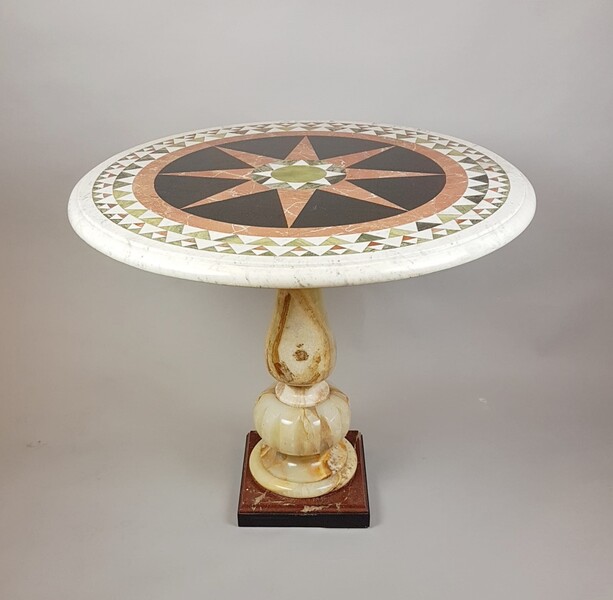 Marble and onyx pedestal table, Italy 19th