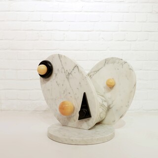 'Memphis Style' multicoloured marble sculpture by an unknown artist, circa 1980