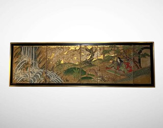 Miniature Chinese screen, gouache on paper, 19th century
