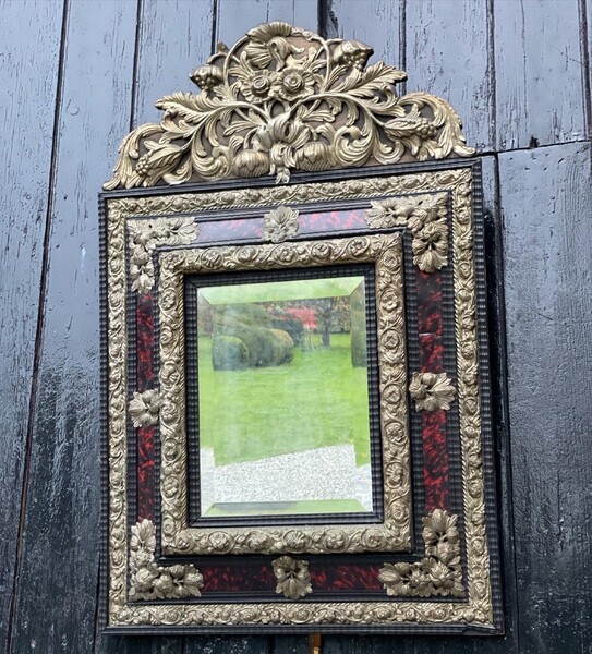 Mirror in blackened wood and ebony, tortoiseshell late 19th century