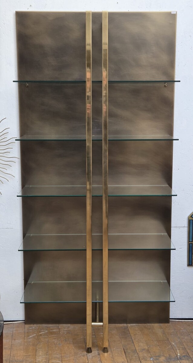 Modernist shelf, copper and brass, circa 1970