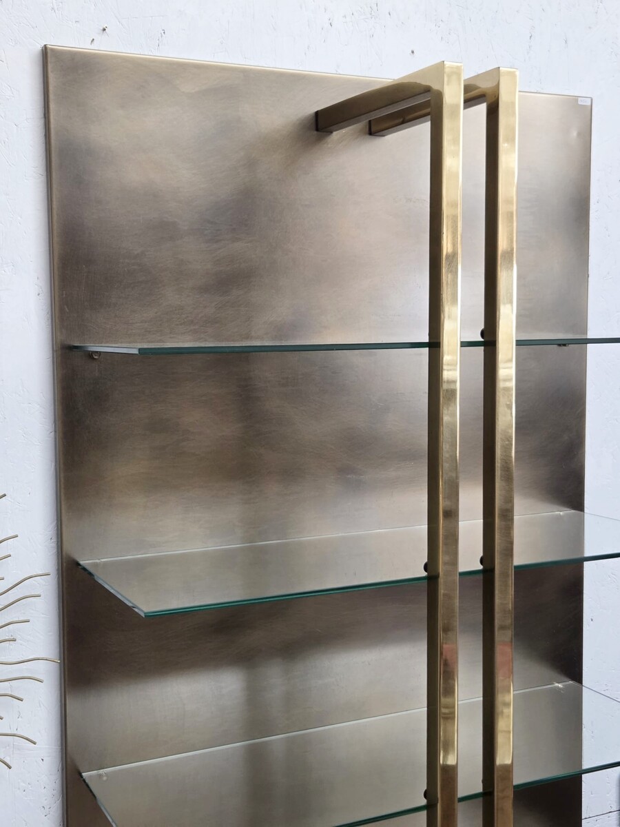 Modernist shelf, copper and brass, circa 1970