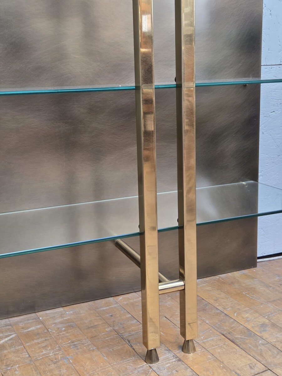 Modernist shelf, copper and brass, circa 1970