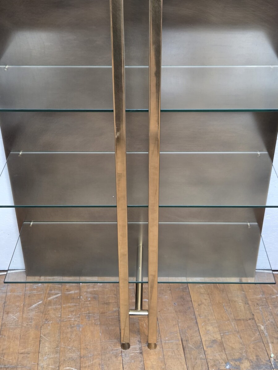 Modernist shelf, copper and brass, circa 1970